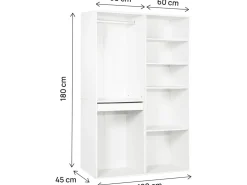 Kit dressing modulable avec penderie, porte-pantalons et 5 étagères  