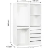 Kit dressing modulable avec penderie, porte-pantalons, 5 tiroirs et 2 étagères "Opéra" - 2 éléments - Blanc
