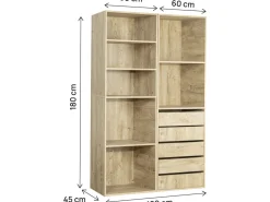 Kit dressing modulable avec 5 tiroirs et 7 étagères "Opéra" - 2 éléments - Beige