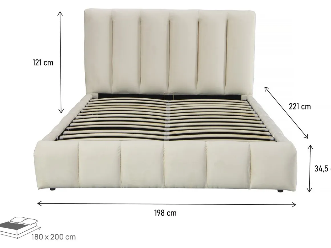 Lit avec coffre "Annie" 180 x 200 cm - Beige