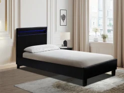 Lit avec LED "Maria" 90 x 190 cm - Noir