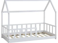 Lit cabane en bois "Charlotte"  - Blanc - 80 x 160 cm