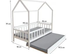 Lit cabane enfant avec tiroir "Paloma" -  90 x 190 cm - Blanc