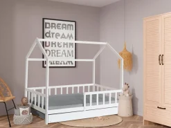Lit cabane enfant avec tiroir "Paloma" -  90 x 190 cm - Blanc