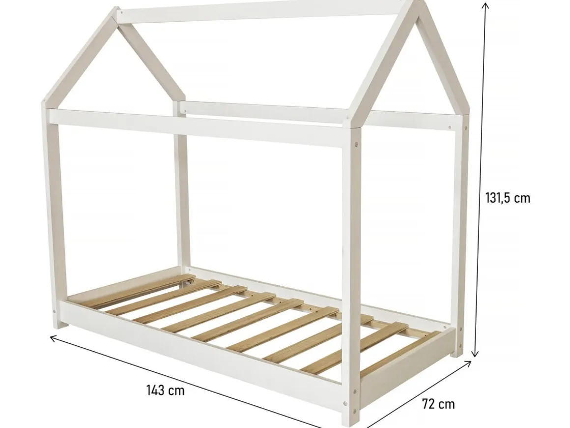 Lit Cabane pour enfant "Camilla" - 140 x 70 cm - Blanc