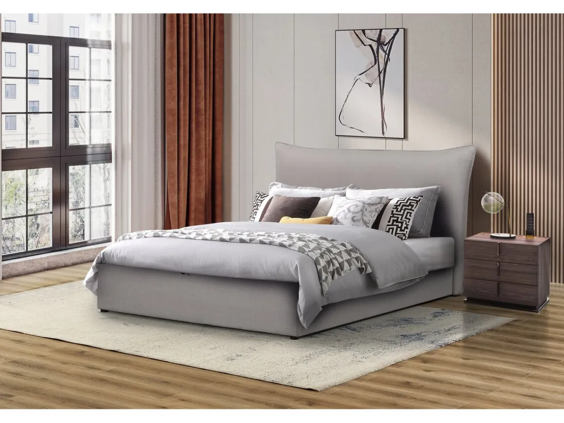 Lit coffre double "Megeve" 140 x 200 cm - Gris