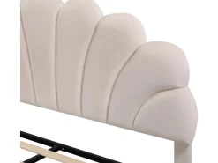 Lit coquillage en velours "Manon" - Beige - 160 x 200 cm