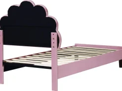 Lit coquillage en velours "Manon" - 90 x 190 cm - Rose