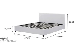 Lit double avec coffre "Carla" - 140 x 190 cm - Blanc