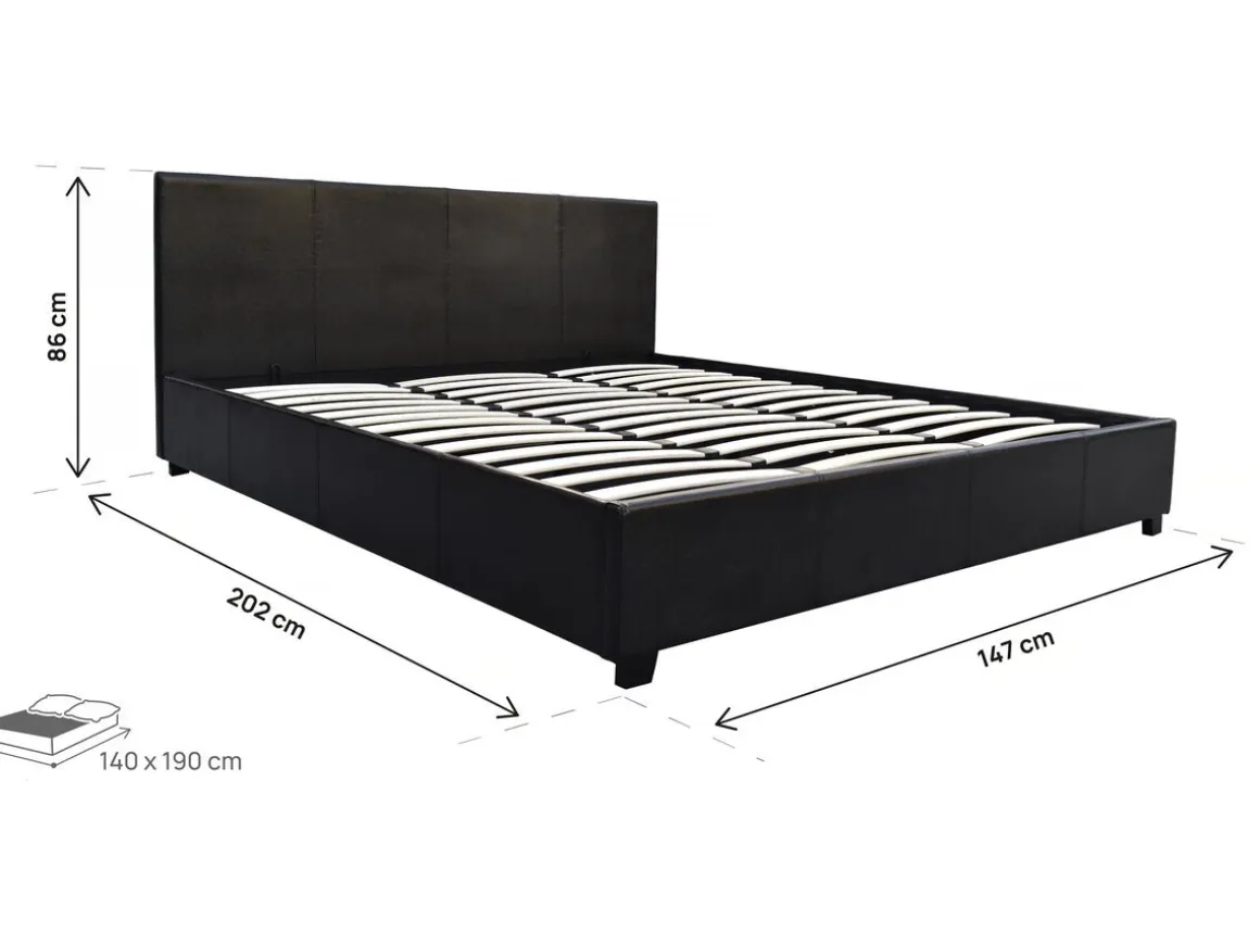 Lit double avec coffre "Carla" - 140 x 190 cm - Noir