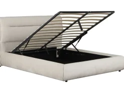 Lit double avec coffre en velours "Chamonix" - 140 x 190 cm - Beige
