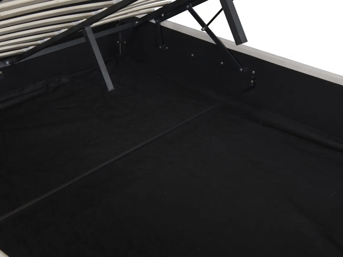 Lit double avec coffre en velours "Chamonix" - 140 x 190 cm - Beige