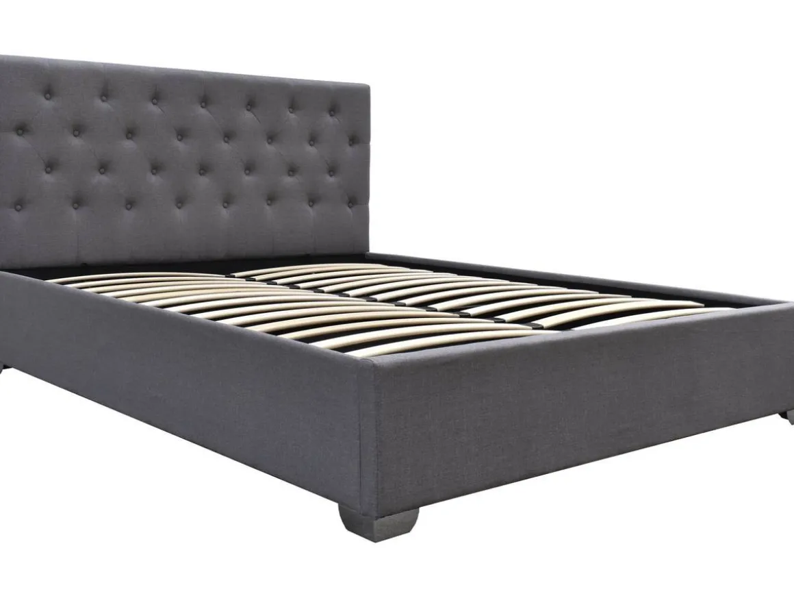 Lit double avec coffre "Tino" - 160 × 200 cm - Gris