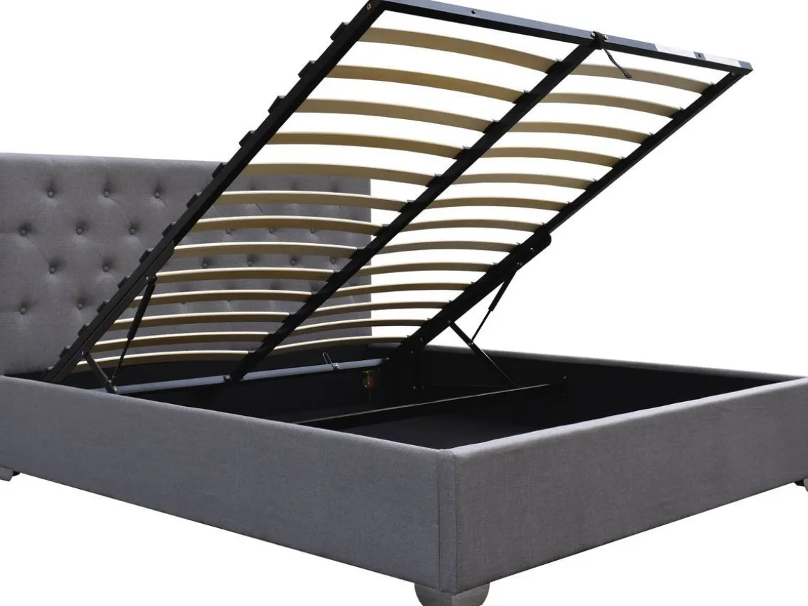 Lit double avec coffre "Tino" - 160 × 200 cm - Gris