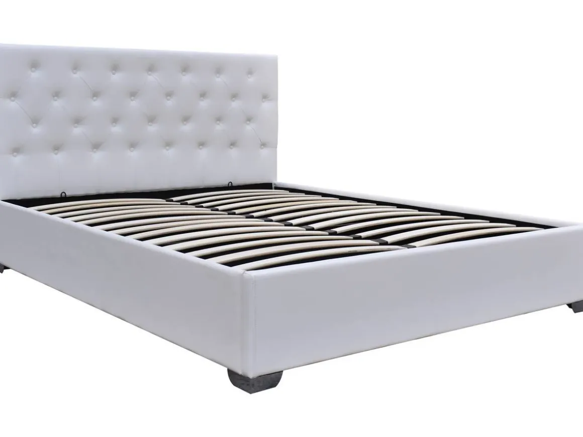 Lit double avec coffre "Tino" - 160 × 200 cm - Blanc