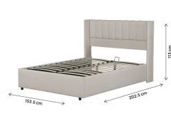 Lit double en lin avec coffre "Saint-Moritz" - 140 x 190 cm - Beige
