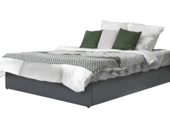 Lit double en PVC avec coffre "Ava" - 140 x 190 cm - Gris