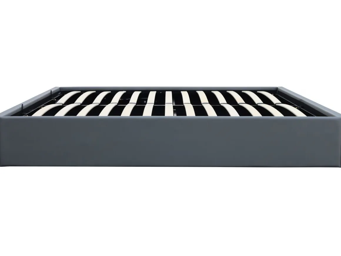 Lit double en PVC avec coffre "Ava" - 140 x 190 cm - Gris