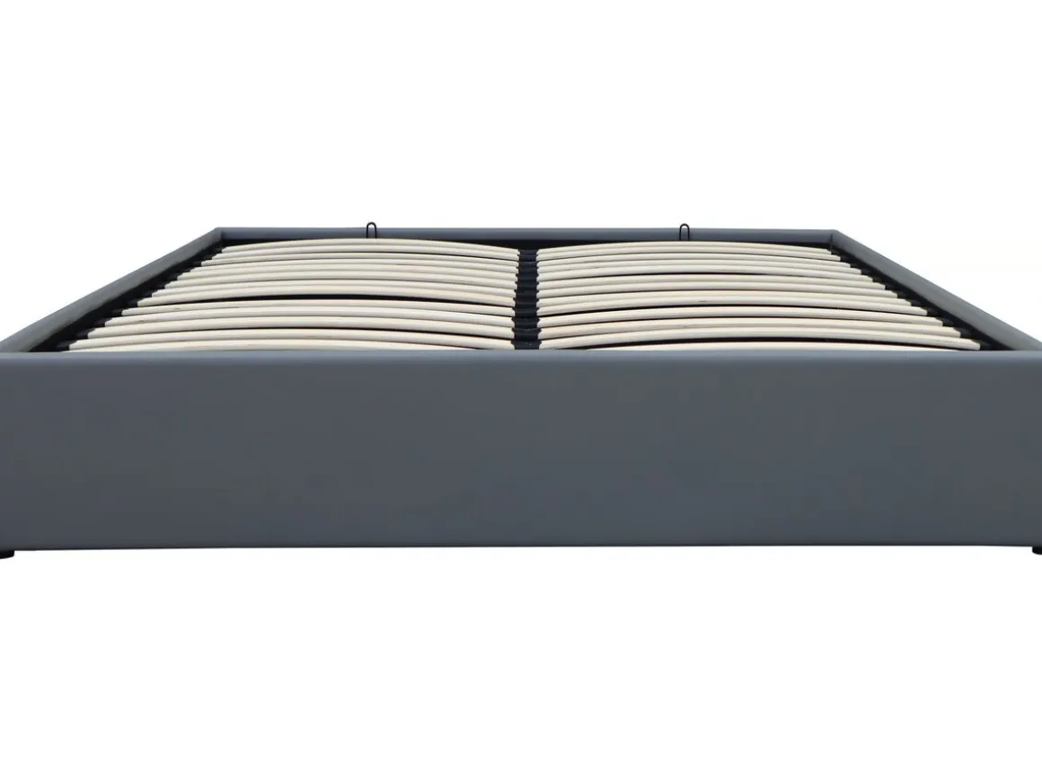 Lit double en PVC avec coffre "Ava" - 160 x 200 cm - Gris