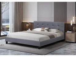 Lit double en pvc "Julia" - 140 x 190 cm - Gris