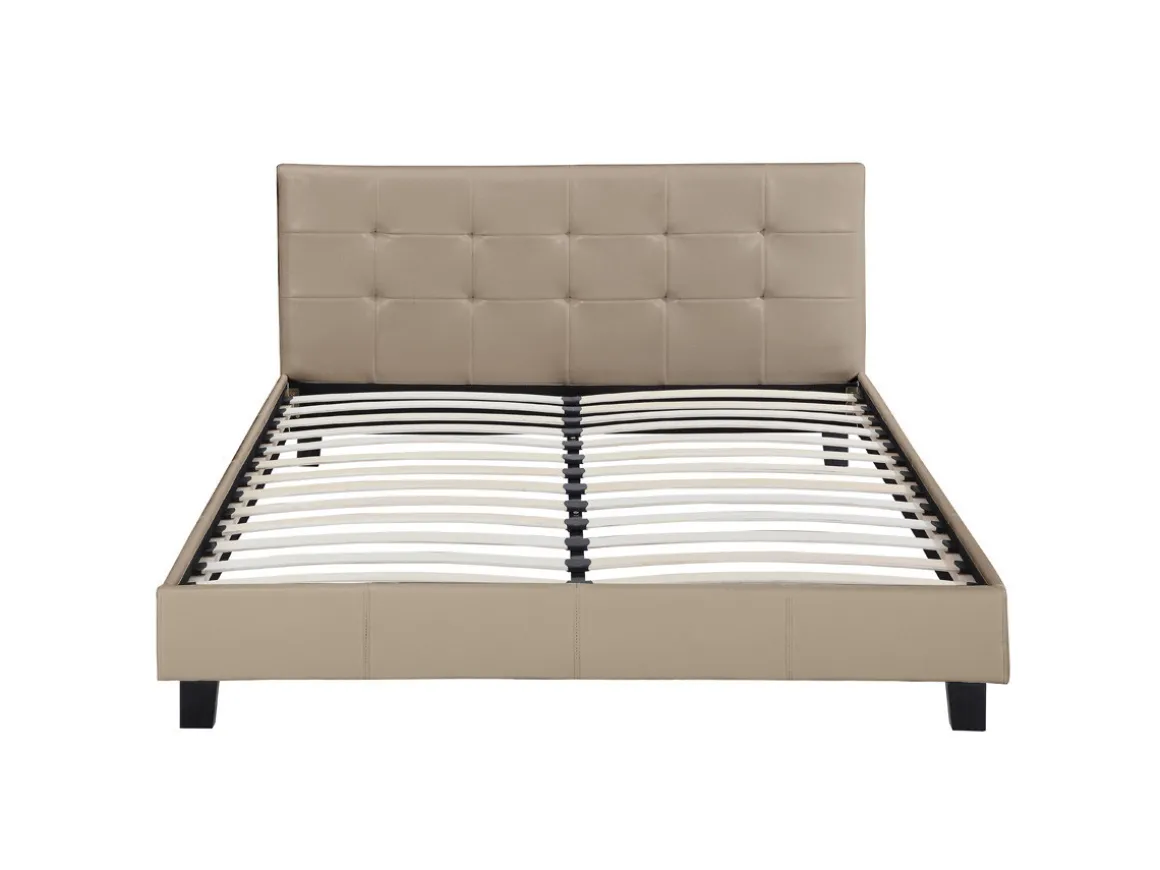 Lit double en pvc "Julia" - 140 x 190 cm - Taupe
