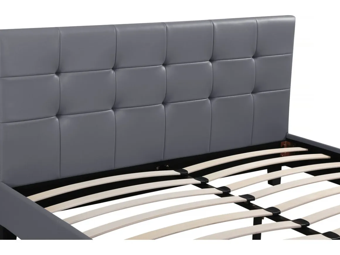 Lit double en pvc "Julia" - 160 x 200 - Gris clair