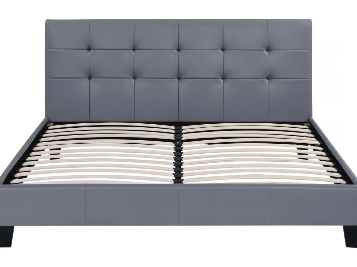 Lit double en pvc "Julia" - 160 x 200 - Gris clair