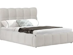 Lit double en tissu avec coffre "Davos" - 160 x 200 cm - Beige