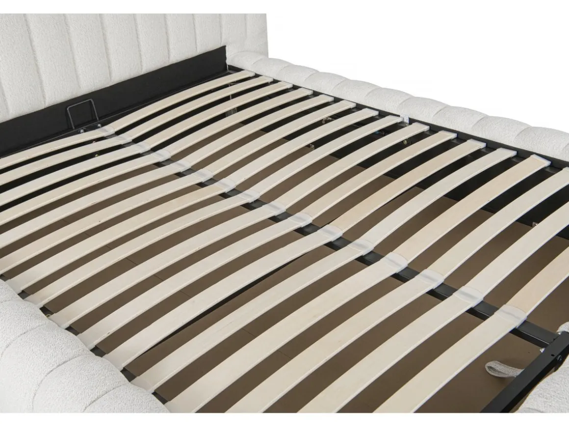 Lit double en tissu avec coffre "Tignes" - 140 x 190 cm - Beige