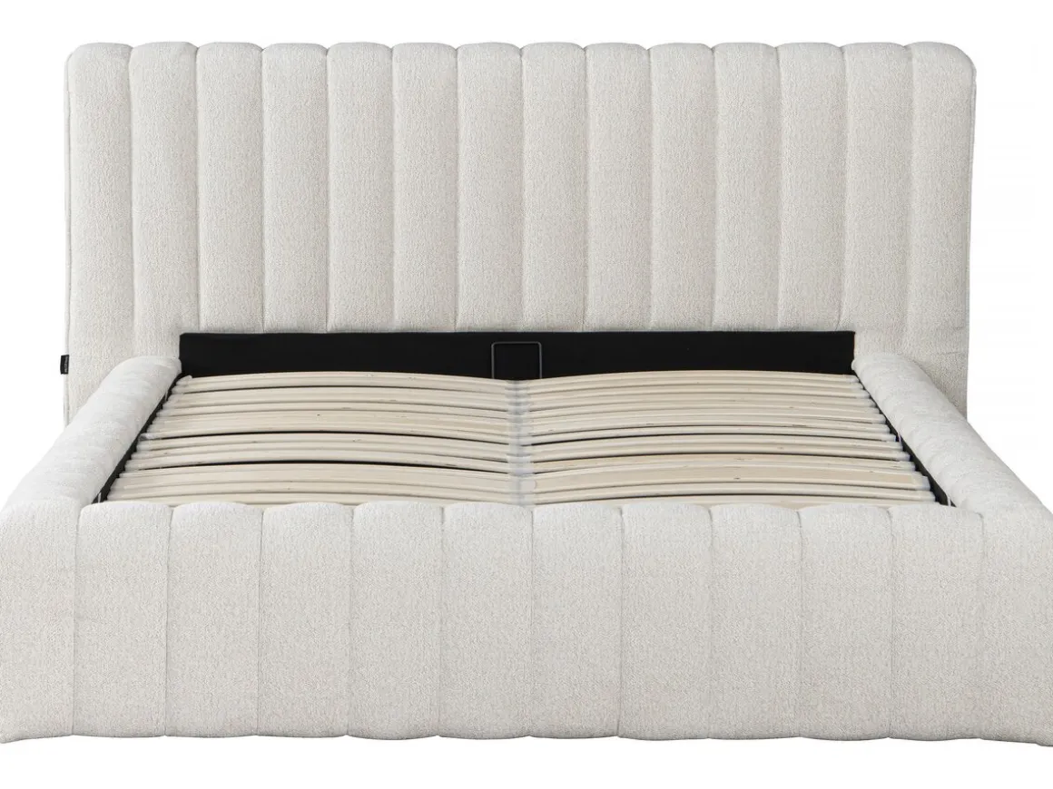 Lit double en tissu avec coffre "Tignes" - 140 x 190 cm - Beige