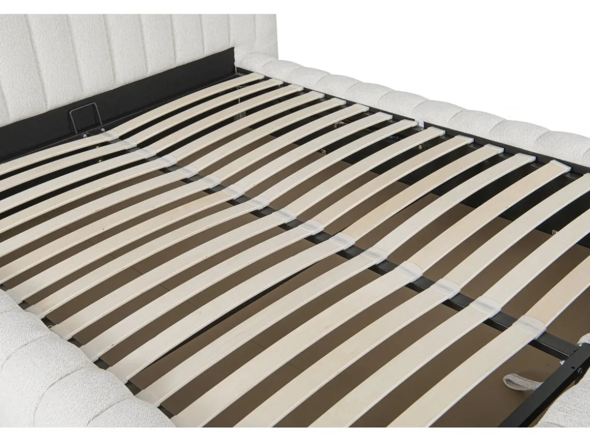 Lit double en tissu avec coffre "Tignes" - 160 x 200 cm - Beige
