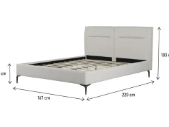 Lit double en tissu design "Moritz" - 160 x 200 cm - Beige