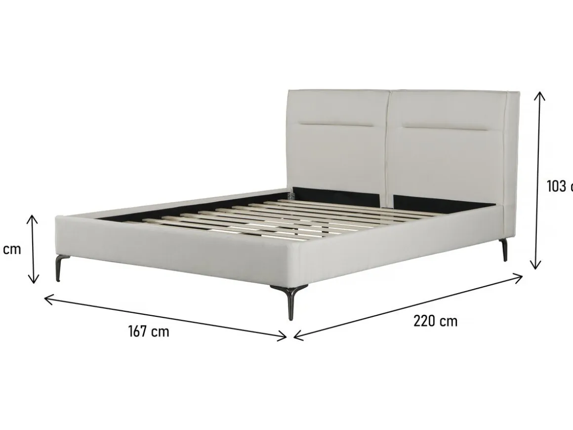 Lit double en tissu design "Moritz" - 160 x 200 cm - Beige