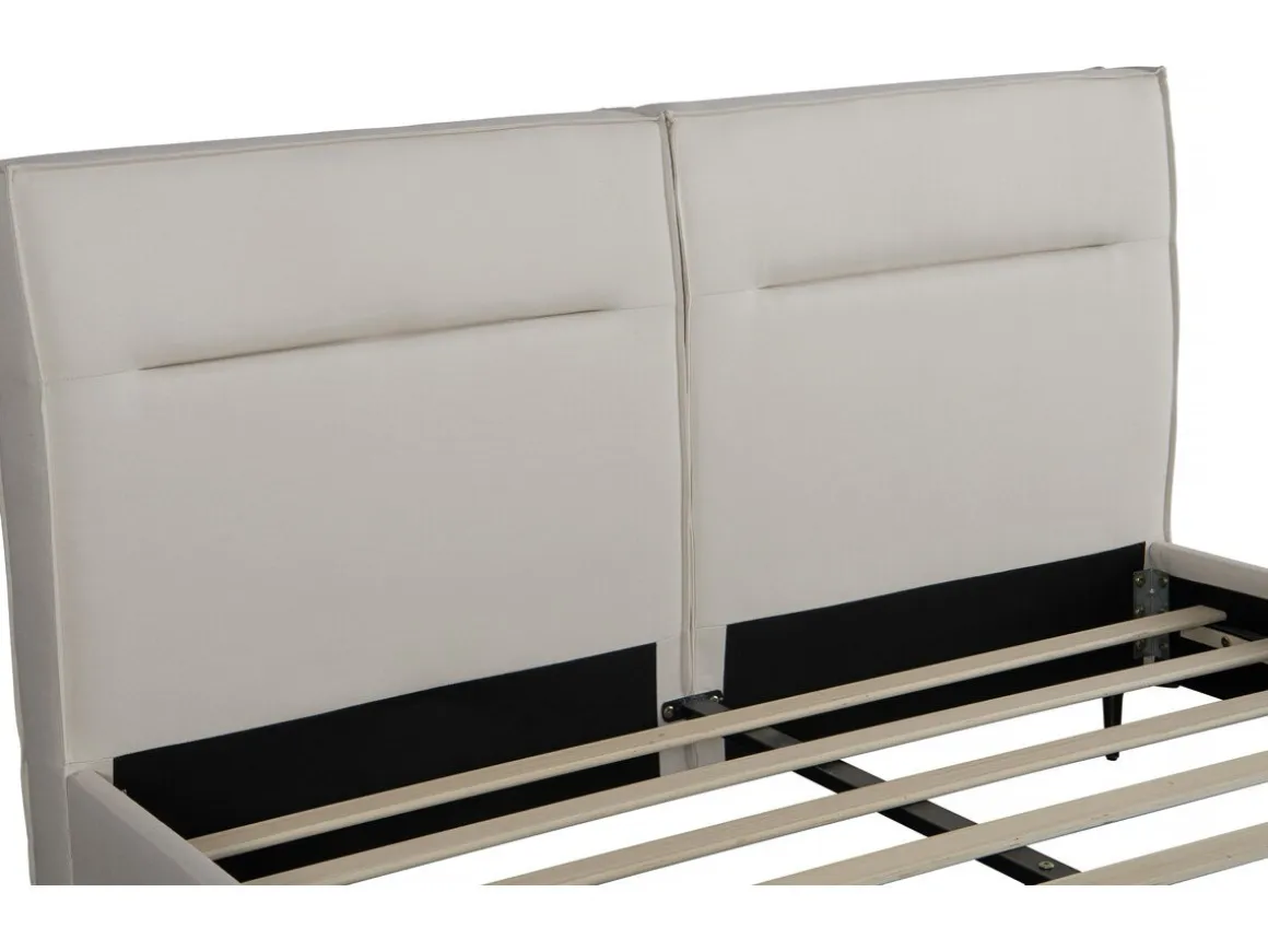 Lit double en tissu design "Moritz" - 160 x 200 cm - Beige