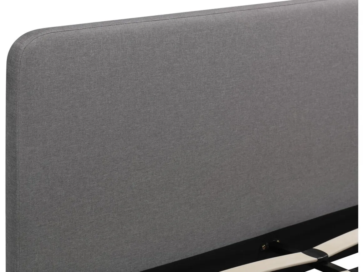 Lit double en tissu "Louise" - 140 x 190 cm - Gris