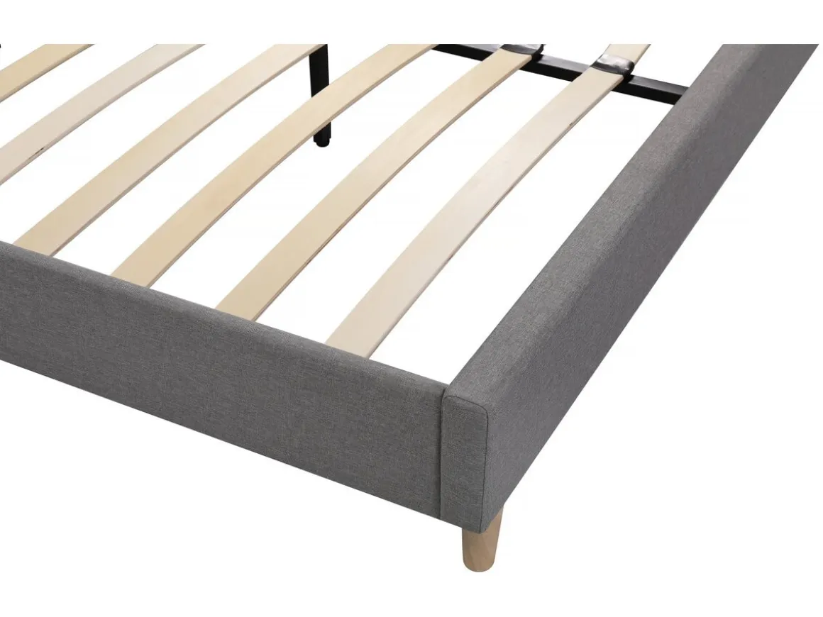 Lit double en tissu "Louise" - 140 x 190 cm - Gris