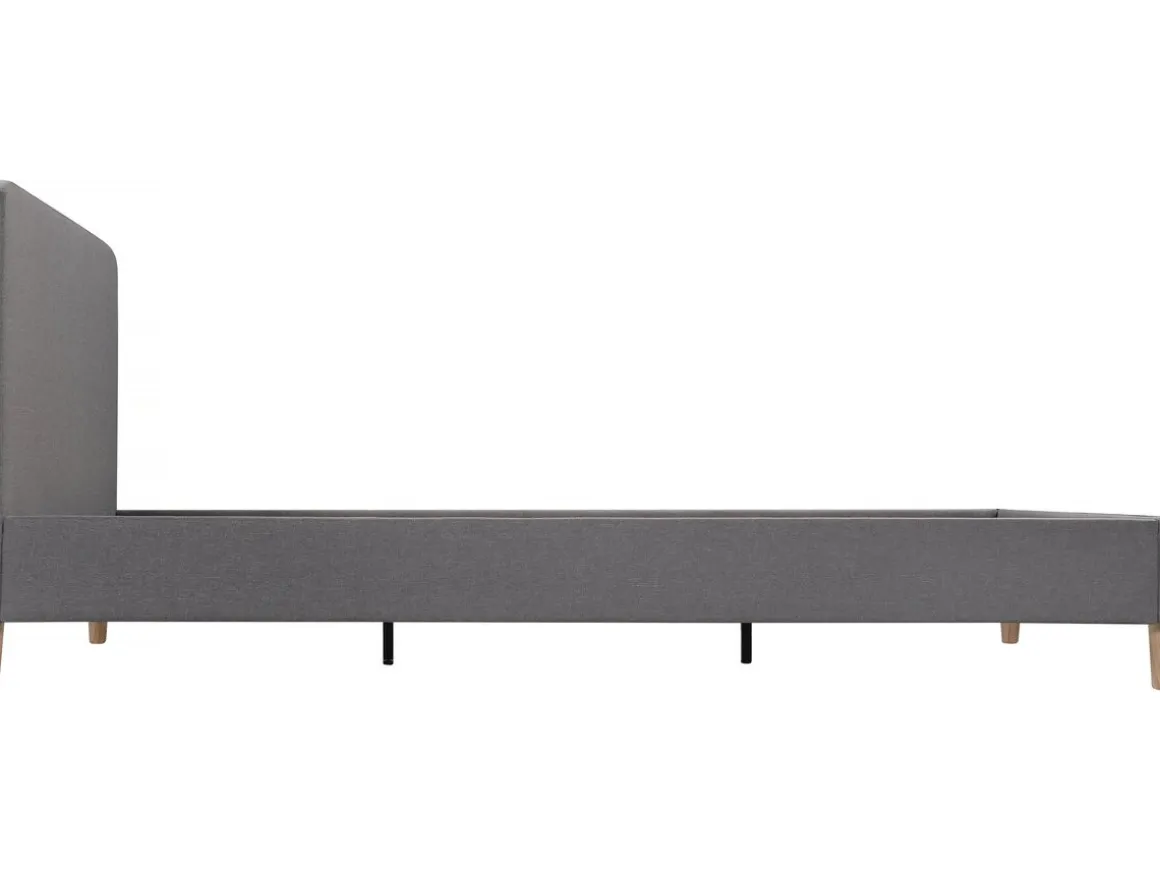 Lit double en tissu "Louise" - 140 x 190 cm - Gris