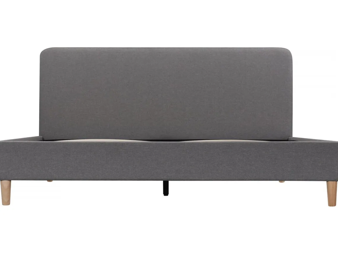 Lit double en tissu "Louise" - 140 x 190 cm - Gris