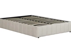 Lit double en velours avec coffre "Meribel" - Beige - 140 x 190 cm