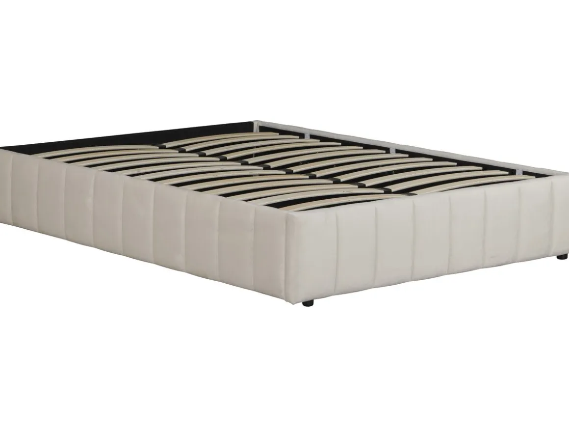 Lit double en velours avec coffre "Meribel" - Beige - 140 x 190 cm