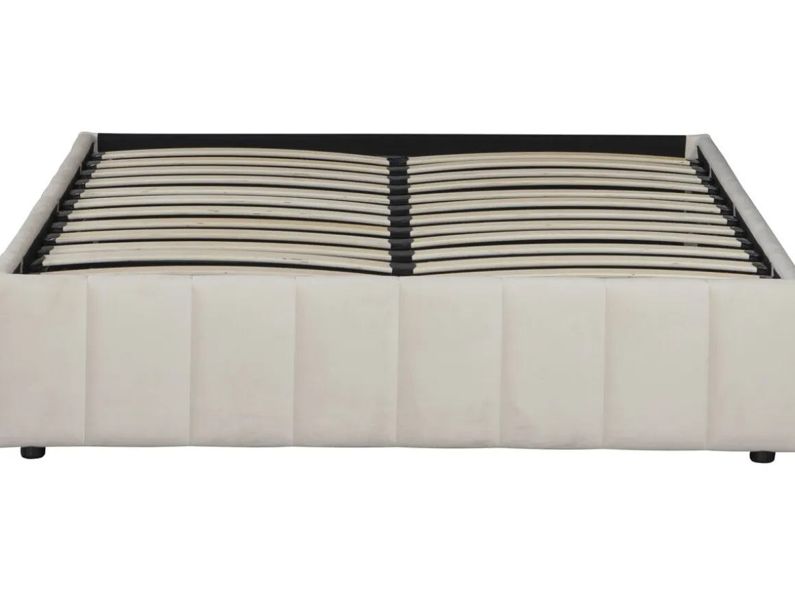 Lit double en velours avec coffre "Meribel" - Beige - 140 x 190 cm