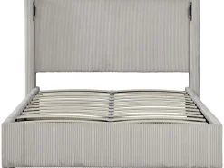 Lit double en velours côtelé avec coffre et lampe intégré 