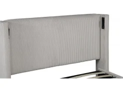 Lit double en velours côtelé avec coffre et lampe intégré 