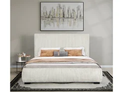 Lit double en velours côtelé "Montana" - 180 x 200 cm - Beige