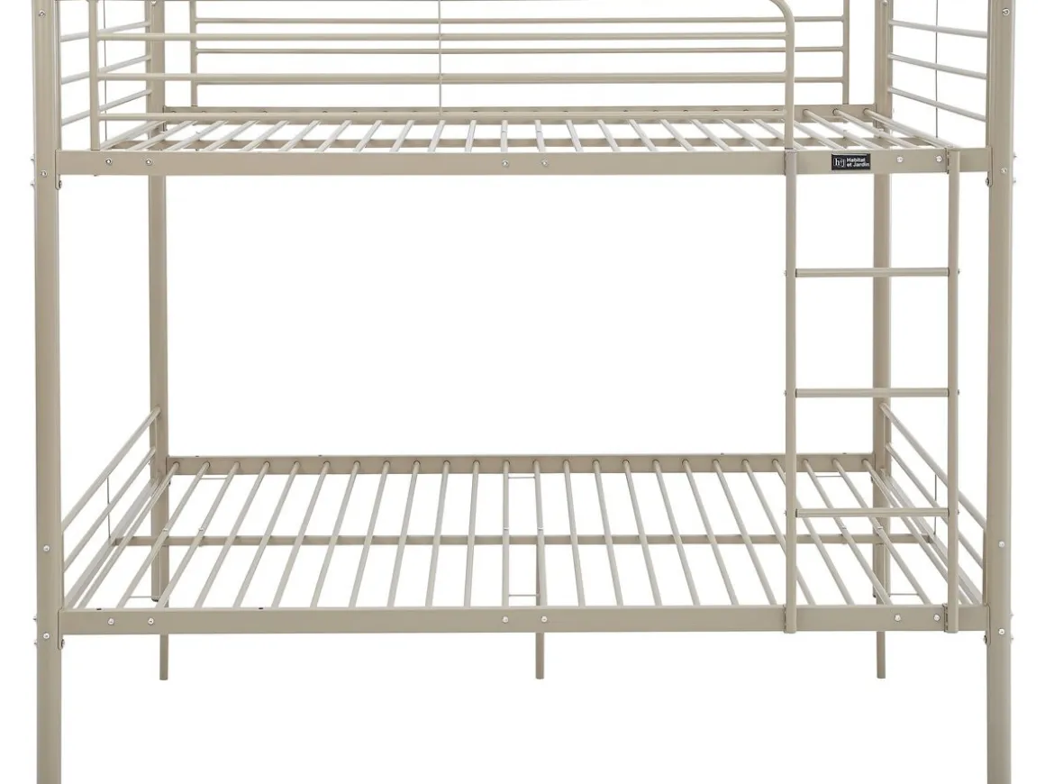 Lit double superposé avec sommier inclus "Adam" - 140 x 190 cm - Taupe