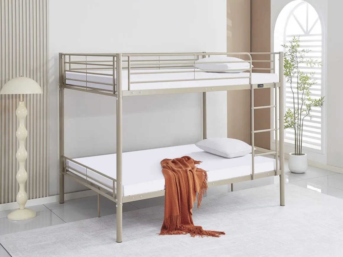 Lit double superposé avec sommier inclus "Adam" - 140 x 190 cm - Taupe