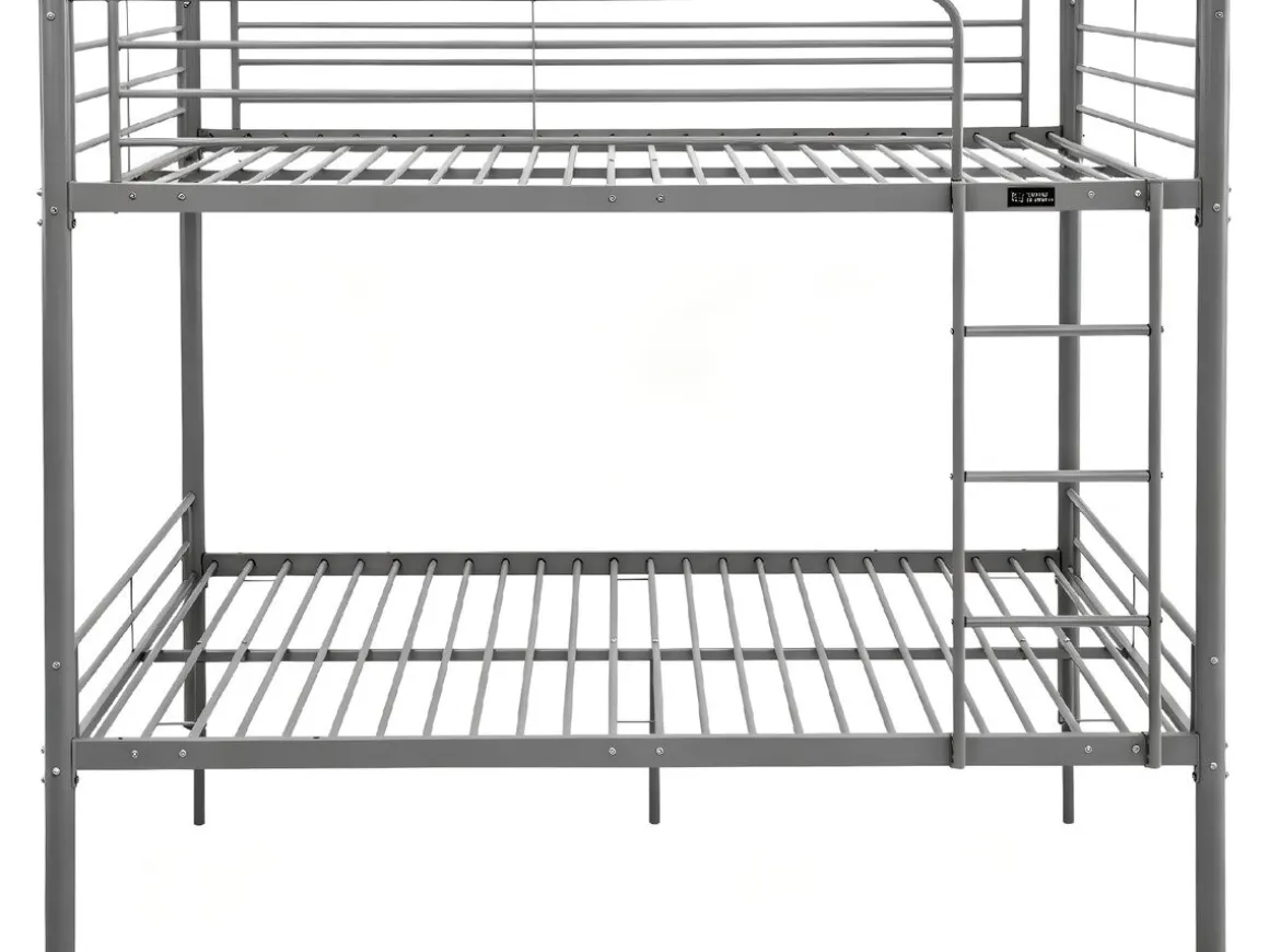 Lit double superposé avec sommier inclus "Adam" - 140 x 190 cm - Gris