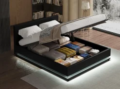 Lit LED avec coffre "Anastasia" - 180 x 200 cm - Noir