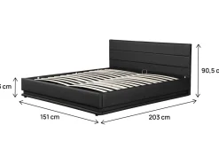 Lit LED avec coffre "Anastasia" - 140 x 190 cm - Noir