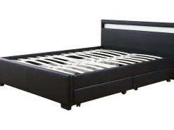 Lit LED avec 4 tiroirs "Nico" - 140 × 190 cm - Noir